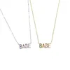 Chains Arrived 925 Sterling Silver Letter BABE Pendant Necklaces For Women Children Paved Rainbow CZ Choker Jewelry