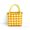 HBP Woven Bag Small Square Plastic Vegetable Basket Bag Colorful Small Basket Photo Paired with Beach Bags Women's