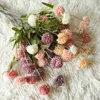 Decorative Flowers 5Heads Artificial Flower Dandelion False Small Thorn Ball White Hydrangea Simulation Plant For Home Wedding Decoration