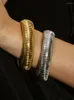 Bangle Greatera الفولاذ المقاوم للصدأ مرونة سلسلة أساور للنساء 18K الذهب مطلي سوار واسعة المجوهرات مقاومة للماء 2023