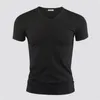 Mens tshirts camiseta pura colar v colarinho curto tops tees homens camiseta preta meias fitness man para roupas masculinas 230529