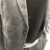 Мужские костюмы 2pcs Notch Lych Late Pat Custom Серые бархатные брюки Blazer теплые мужские наборы жениха свадебная вечеринка.