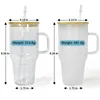 USA Warehouse 32oz 40oz Sublimation Glass Mugクリアフロストガラスワイングラス竹のふたとストローと一緒にグラスを飲む米国ストック