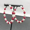 Dingle örhängen handgjorda anpassade grekiska sorority aeo vit röd imitation pärla rund cirkel charm dam mode smycken 5 cm 6 cm