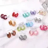 Boucles d'oreilles cerceau coloré trois couches cercle pour les femmes Vintage flocage velours rond déclaration mode bijoux en gros