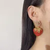 Retro lyxig jordgubbs charm och halsband örondrop stud mode brev öron för kvinnor