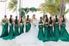 Nigeria South African Girls Silk Satin Long Mermaid Bridesmaid Dresses For Wedding Dark Green Sexy Backless Sweetheart Maid Of Honor Gowns Girls Formal Wear CL2330