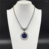 Pendentif Colliers Bohême Rhodium Couleur Placage Bleu Marine Pierre Collier Rond Pour Femmes Fille Chandail Décoration Bijoux