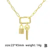 Pendant Necklaces Punk Simple Inlaid Zircon Lock And Key Necklace For Women Gold-plated Copper Chain Jewelry Birthday Valentine's Day