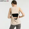 Women's T-Shirt Women Sport Vest Loose Hollow Out Shirt Running Fitness Sleeveless T-shirt Quick Dry Tank Tops Girls Gym Workout Tee Blouse J2305