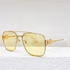 Designer Metal Frame Lunettes de soleil 1322 Mens Light Brown Lenses Metal Leg Thin Frame Lunettes de soleil Womens Hardware Fashion Brand Lunettes