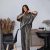 Women's Sleepwear Women's Women Velvet Pajama Sets Winter Warm Velour Loungewear O-neck Three Quarte Sleeve Top And Pants Nightwear