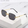 Solglasögon 2023 Fashion Luxury Brand Desiger Vintage Trendy Solglasögon Kvinnor Män Rays UV400 Shades Rimless Gradient Sun Glasses Party Top L230523