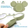 Tasses Vaisselle Ustensiles Couverts de distribution pour bébé Couverts pour bébé en silicone de qualité alimentaire Assiette Cuillère Fourchette Antidérapant Toddler Auto-Eating Couverts Bol pour bébé