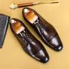 Luxe hommes oxford chaussures hommes chaussures habillées en cuir italien noir marron haute qualité bout pointu à lacets mariage bureau chaussures formelles