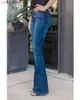 Jeans da donna Donna Moda Slim Vita alta Pantaloni aderenti in denim Jeans a zampa d'epoca Jeans elasticizzati sexy Pantaloni da donna Jeggings classici Pantaloni a matita T230530