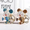 Keychains Cute Rhinestone Crystal Swimming Ring Mouse Keychain Animal Rat Key Chain Holder Bag Pendant Keyring