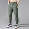 2022 Summer Pants Sports Legs Outdoor Casual Solid Color Elastic Waist Ice Silk Comfortable Men's Tights P230529