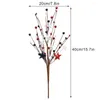 Dekorativa blommor Artificial Berry Branch Simulation Flower Cutlings PVC 40cm Högkvalitativ Party Red and Blue American Independence Day