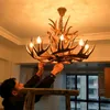 Chandeliers Lamp LED Nordic Candle Antler Chandelier American Retro Resin Deer Horn Pendant Lamps Home Decoration Lighting Kitchen Fixtures