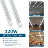 8ft LED -butiksljus, 120W, 12000 lm, 6500K, Triple Row D -form, uppgradering T8 Integrerad LED -rörljus, svalt vitt, tydligt lock, höjdutgång