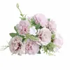 Fleurs décoratives 7 têtes pivoine artificielle soie oeillet Bouquet pour la maison fête décoration mariage mur fleur faux