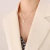 Hänge halsband mode rostfritt stål 18k guld pläterad inlagd zirkon vit jade måne halsband kvinnor högkvalitativa vattenproof smycken