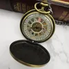 Pocket Watches Fashion Classic Bronze Mechanical Hand Wind Watch Pendant Fob Chain For Men Women Gift PJX1433