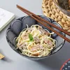 Kommen 7 inch Japanse noedels bowl hand verf geometrie salade pasta ontbijtgranen