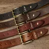 3,8 cm hoogwaardige lederen riem horloge riem heren koperge buckle fancy vintage jeans denim cintos g230529