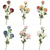 Decorative Flowers 1 Bunch 3 Head Artificial Rose Wholesale Silk Bouquet Fake Plant Plastic For DIY Wedding Home Garden Decoration