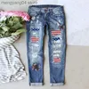 Jeans pour femmes Été 4 juillet Jour de l'Indépendance américaine Drapeau Femme Ripped Cuff Straight Jeans Denim Girl Maid Pantalon Punk Neuvième Crayon Pantalon T230530