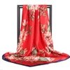 Scarves Wholesale Vintage Silk Scarf Women Large Shawl Stoles Square Bandanna Female Foulard Hair/Head