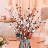 Dekorativa blommor Artificial Berry Branch Simulation Flower Cutlings PVC 40cm Högkvalitativ Party Red and Blue American Independence Day