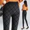 Women's Leggings Fashion Retro Plaid Women's Lolita Spice Girl Versatile Diamond Stripe High Elastic Waist Outerwear Pencil Pants