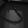 Chains Arrival Stainless Steel Colour Block Black Bead Circle Splicing Trend Jewellery Chain Necklace Gift For Friends