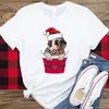 T-shirts pour femmes Noël chien femme t-shirt été à manches courtes femme blanc décontracté graphique