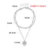 Chains Vintage Boho Round Pendant Necklace Fashion Ladies Layered Set Girls Party Jewelry Initial Charms