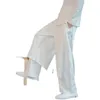 Herrenhose Kung 2023 Baumwolle Schwarz Gemütliches Leinen Hakama Fu Männer Patchwork Breiter Boden Wushu Chinesischer Orientalischer Stil Grauer Harem