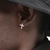 Stud-oorbellen retro-strasskruist kruis voor mannen