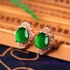 Kolczyki Dangle Jade for Women Green Ear Studs rzeźbione talizmany luksusowe kamienie biżuterii prezenty szlachetne naturalny urok 925 srebrny