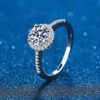 Solitaire Ring 0.5-3CT Ring Diamond Halo Engagement Ring Rhodium Plated Sterling Silver Promise Wedding Band For Women 230529