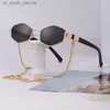 Solglasögon vintage solglasögon kvinnor med kedja små ram solglasögon för damer 2022 trendiga lyxvarumärkesdesigner glasögon UV400 L230523