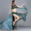 Stage Wear Sexy Luxury Women Bellydance Suit Oriental Show Belly Dance Reggiseno Gonna Cintura Bracciali Set 4 pezzi
