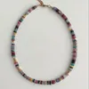 Hänghalsband 18k guldpläterad rostfritt stålhalsband för kvinnor bohemisk färgglad pärlor handgjorda smyckesuppsättningar