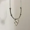 Pendant Necklaces Exaggerate Trendy Love Splicing Necklace For Women Cool Girl Y2k Jewelry Niche Punk Ball Heart Wave Sexy Clavicle Neck