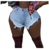 Women's Shorts Summer women's pants elastic worn hem torn hot shorts broken style denim jeans Pantalones De Mujer P230530