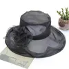 Berets Frauen Fascinator Hut Blume Breite Krempe Sonne Sommer Strand Kappe Tee Party Hochzeit Hüte