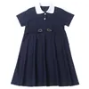 Mädchen Kleider Casual Kinder Baumwolle Kleid 2023 Sommer Teen Mädchen Kurzarm Kinder Kleidung Baby Nette Kleidung Tasten #6322