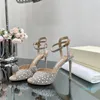 Eleganta sandaler Crystal Pearl Decoration Fashion Women Stiletto klackar Designerskor 10.5 cm Super High Heel Fish Mouth